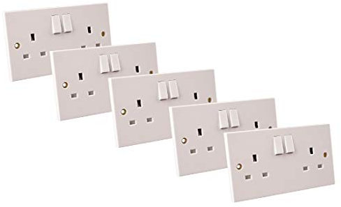 WK Electrical - 13A Single Pole Switched Twin Plug Sockets (Pack in 5)