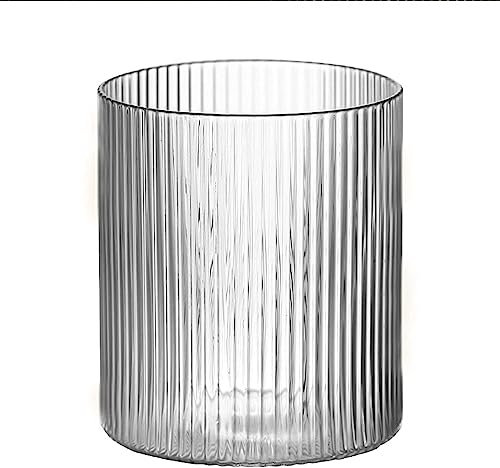 SwePer Hölzerner Bierkrug, nordischer Bierbecher, Teetasse, Wasserbecher, Haushaltsglas mit vertikaler Körnung, hohe Milchbecher, Bierglas, Saft, Kaltgetränkeglas, Küchenbar-Werkzeug, Tassen-Set Bierk