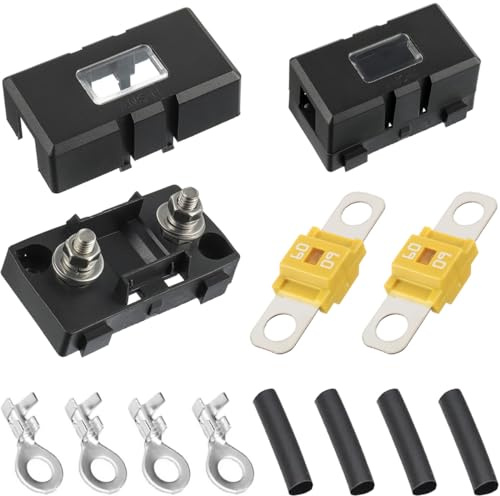 DAOKAI Midi Sicherungshalter, 2 Stück ANS Auto-Sicherungshalter und 60A Hochstrom-Bolt-On-Midi-Sicherungen für Autos, LKWs, Fahrzeuge, Agricultural Machinery