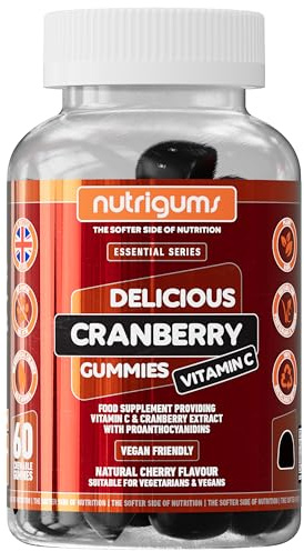 Cranberry Gummies 9000mg High Strength Extract | 25% Proanthocyanidins (PACs) | 60 Vegan Cherry Gummies | with Vitamin C 80mg | Antioxidant & Immune Support Supplement | by NUTRIGUMS®