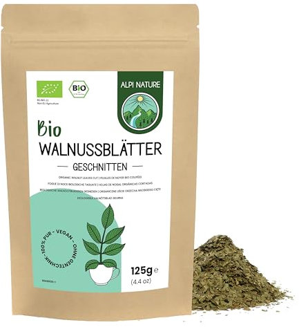 Alpi Nature Organic Walnut Leaves 125g 4.4 oz, Loose Leaf Tea, Cut and Dried Walnut Leaves