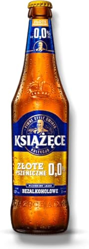 Ksiazece Zlote Pszeniczne Bier 6 x 0,5 l – Bière de blé sans alcool 0,0 % vol. provenance de Pologne – Avec maison des bières Berlin. Sous-verre à bière