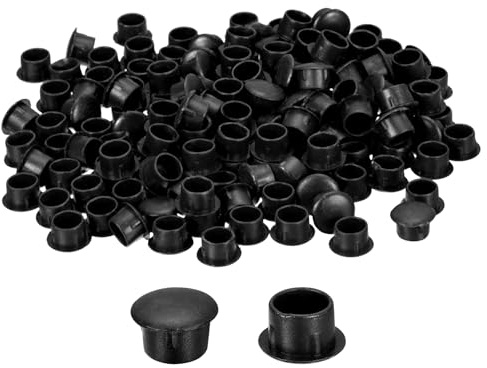 QUARKZMAN 150 Stück Schraubenloch-Abdeckungen, 10mm (3/8) Durchmesser Kunststoff-Runde Knopf-Abdeckkappen zum Einrasten für Möbel Schrank, Schwarz