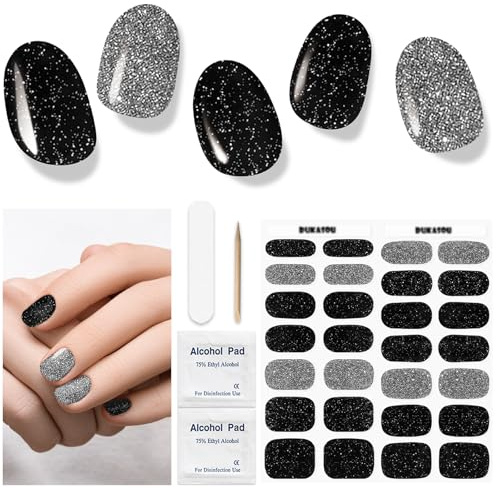 Uñas de Gel Pegatinas - 28Pcs Uñas Gel Semicurado Envoltura Completa Pegatinas de Envoltura de Uñas Autoadhesivas Con Lima de Uñas y Palo Uñas Para Arte de Uñas Mujeres Niñas DIY