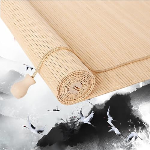 Retro-Rollos aus natürlichem Bambus, für drinnen und draußen, Garten, anpassbare Größe 115 x 220 cm