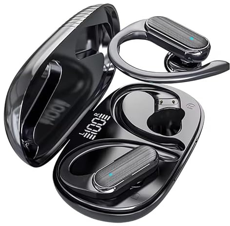 Alqbaio Ecouteurs Bluetooth sans Fil Sport pour Salle de Sport F9 Pro 5 A520 IPX7, Bluetooth 5.3, Son Stéréo HiFi TWS, écouteurs avec Crochet à accrocher aux Oreilles, Type C