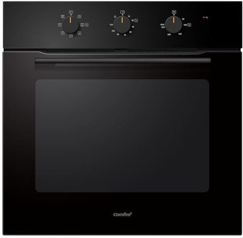 COMFEE' 60cm Built-in Electric Fan Oven, 60 Litre, 8 Oven Function with Air Fry, Multiphase Cooking and Easy Cleaning Removable Door - CBO60M80M1-BK
