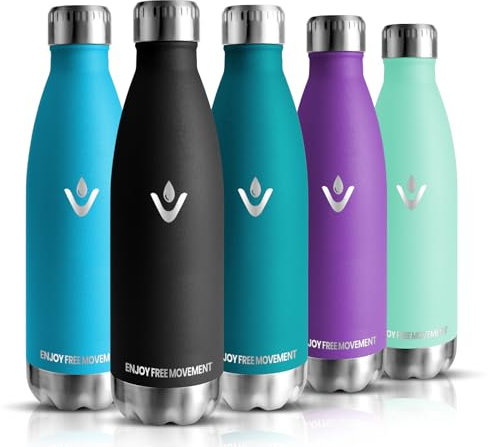 Trinkflasche Edelstahl, Trinkflasche Kinder, 500ML BPA-frei, Thermosflasche, Wasserflasche Edelstahl Doppelwandig, Trinkflasche Kohlensäure Geeignet, Trinkflasche Sport für Fitness, Fahrrad, Schule