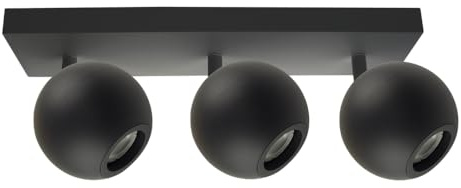 ENOVALITE LED Deckenspots GLOBE 3-flammig Schwarz, GU10, Ø10cm | Deckenlampen auf Spotbalken aus Metall, drehbare Spotlampen für Wohnzimmer, Küche und Flur, GU10-Fassung, IP20