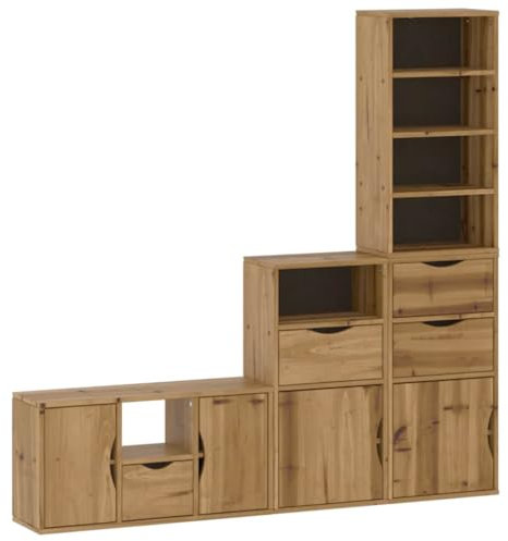 vidaXL Mobile TV 5 pz con Contenitore ODDA in Legno Massello di Pino, Mobile TV, Panca TV, Mobile Porta TV, Porta TV, Credenza TV