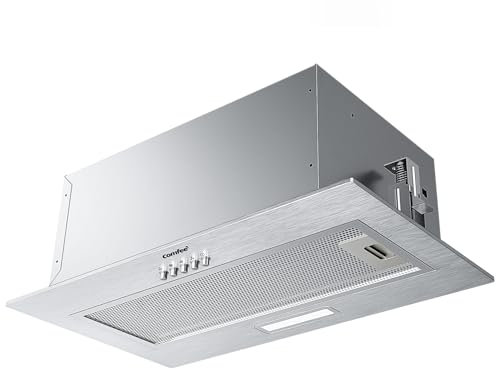 COMFEE' Integrated Cooker Hood CHL17EM21I, 52cm Stainless Steel Built-in Extractor Fan Kitchen, 400m³/h Powerful Extraction, 3 Speed Settings, LED Lighting, Easy Clean Filters