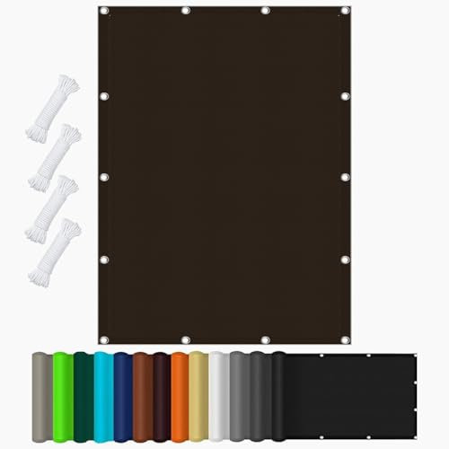 Vela Ombreggiante Impermeabile 4 x 6 m Impermeabile Protezione UV Rete Parasole con Occhielli Telo Parasole per Giardino per Esterno Giardino Terrazzo Bordo Campeggio, marrone