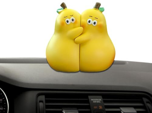 Generisch Auto Innenausstattung Puppe niedlich, niedliche Auto Dashboard Spielzeugfigur, 2X Niemals Harz Cartoon Birne -förmige Puppe, Innen Dashboard -Zubehör, Home Tischdekoration für Desktop