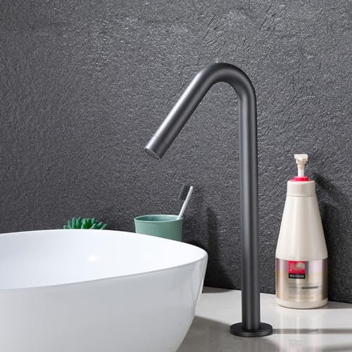 Automatic Infrared Faucet Mixer Hot & Cold Lavabo Tap BatteryPowered Bathroom Sink Faucet Gray Touchless Motion Sensor Modern Design for Convenience