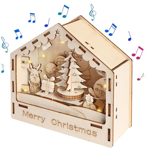 Bindokun 3d Puzzle - Wooden Puzzles for Adults, Wooden Model Kits for Adults to build Christmas House 3d Puzzles Adult Model Kit Birthday Gifts for Men Women