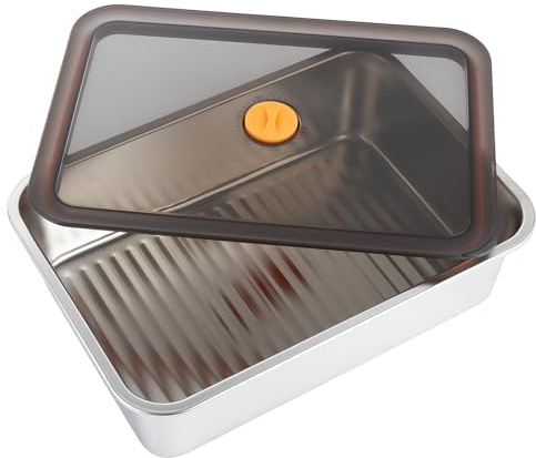YAYODS 2PCS 304 Stainless Steel Pizza Dough Proofing Tray with Lid, Large Airtight Dough Container for Home Baking, Bread & Pizza Preparation