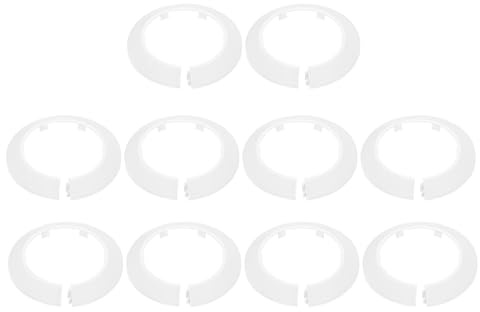 sourcing map 10pcs Flange Pipe Cover Decoration 2.95 (75mm) Plastic Clip-on Wall Hole Cover Under Sink Pipe Radiator Escutcheon Collar for Bathroom Kitchen Toilet, White