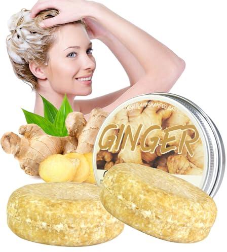 2Pcs Ginger Hair Regrowth Shampoo Bar, Anti Hair Loss Ginger Shampoo Soap, Shampoo Bar for Hair Growth, Nourishes and Controls Oil Hair for All Hair Types