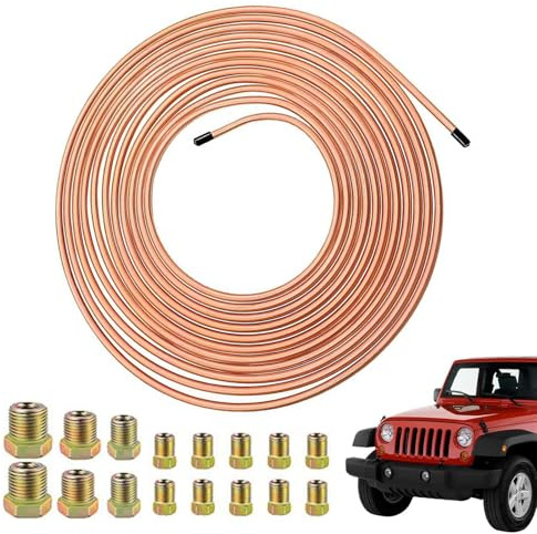 Tuyau de Ligne de Frein Auto | Rouleau de Tuyau de Frein 3/16 7.6m | Kit Flexible Antirouille avec Raccords pour Système de Freinage Hydraulique Automobile