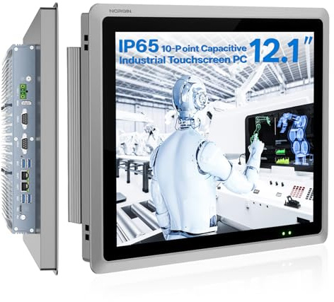 NORQIN Panel PC Industriel Embarqué 12,1, Ordinateur Tactile Tout-en-Un | IP65 Écran Capacitif 10 Points,pour Automatisation,Kiosque et Surveillance(i5-7200U,No RAM&Storage&System)