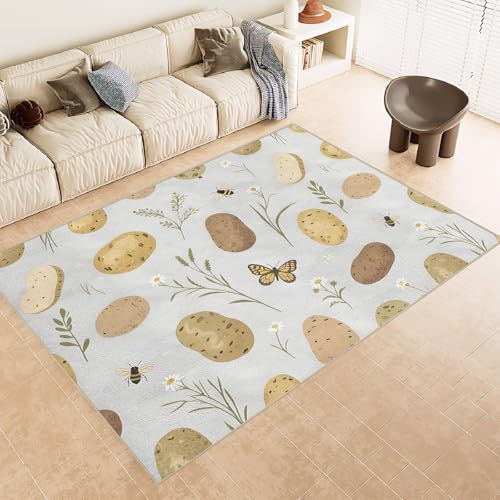 Kartoffel Teppich Wohnzimmer 80x120 cm Kinderteppich Schmetterling 3D Druck Kurzflor Kaschmirimitat Weich Maschinenwaschbarer Rutschfeste Unterseite Geeignet für Balkone Korridore Restaurant