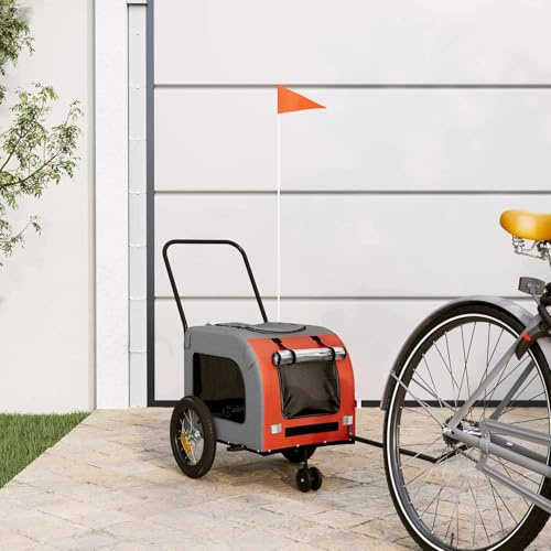 Générique Remorque de vélo pour Animaux Orange et Gris 125 x 53 x 54 cm,Articles pour Animaux,Articles pour Animaux de Compagnie,Poussettes pour Animaux de Compagnie,Orange,7.9 KG,93844