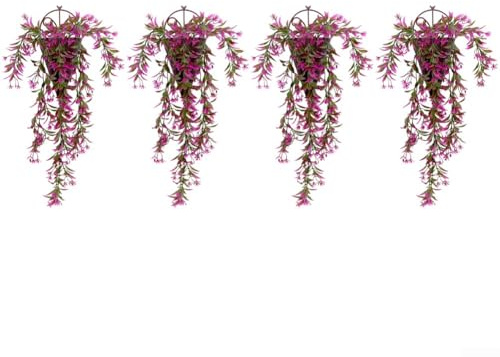 Paquete de 4 vides artificiales de hiedra con protección resistente a los rayos UV para uso en el hogar, jardín y decoraciones creativas de manualidades (rojo rosa)