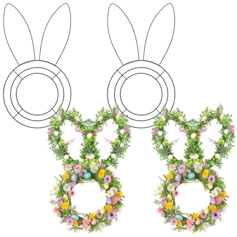 Osterkranz Rahmen, 4 Stück Hasens/Ei/Karotten Drahtkranzrahmen, DIY Frühlingskranz Osterdeko zum Aufhängen, Türkranz Formen für Osterdekorationen, Frühlingsdeko