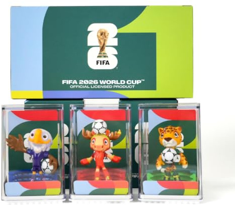 DICEKOO Set di mascotte della Coppa del Mondo FIFA 2026, 7,6 cm (acero, Zayu, Clutch), licenza ufficiale, stile calcio, statuine da collezione, idea regalo per fan e collezionisti, articoli sportivi