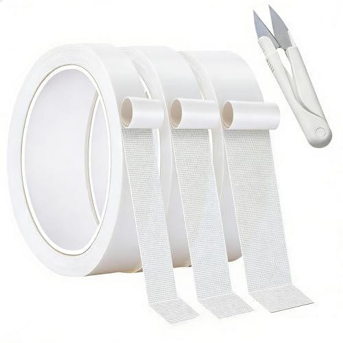 Doppelseitiges Stoffband, 1 & 2 & 3 cm, 10m pro Rolle, Saumband für Vorhänge, Saum Hosen Kleidung Kleider Stoff, ohne Nähen Bügeln, Saumband Selbstklebend, Stark Haftend, Abziehbar & Rückstandsfrei(B)