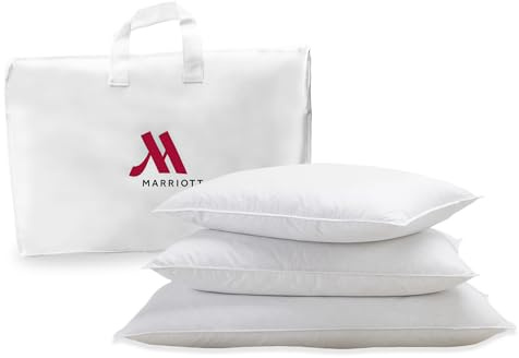 Marriott Luxury Hotel Pillows | Standard Size Feather & Down Pillow for Side & Back Sleepers | Plush Dual-Chamber Design, Hypoallergenic & Machine Washable | 1 Pack