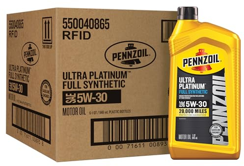 Pennzoil Ultra Platinum Full Synthetic 5W-30 Motor Oil, 1 Quart (6 Pack)