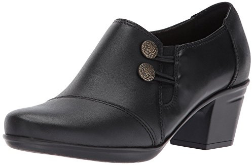 Clarks womens Emslie Warren Slip On Loafer, Black Leather, 7.5 US