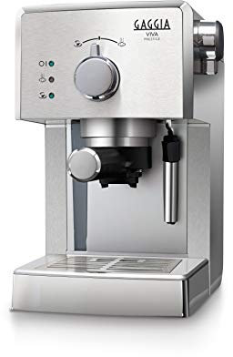 Gaggia RI8437/11 Viva Prestige, Cafetera Espresso Manual, para Cafè Molido y Monodosis, 1025W, 15 bar, Acero Inoxidable, 1025W