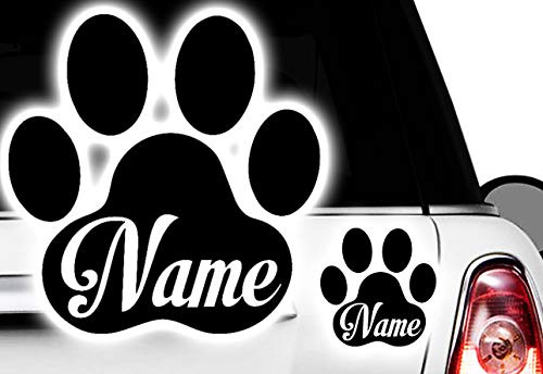 HR-WERBEDESIGN Wunschname Pfote, Dog, Cat, Katzenpfote Hundepfote vvv Namen Aufkleber Sticker