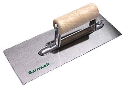 Barnwell Adhesive Trowel - 2.0mm V Notched Blade with Wooden Handle Spreader