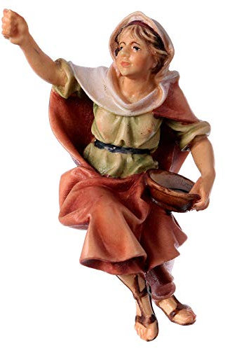Holyart Bauerin beim Schacht für Krippe Mod. Original Grödnertal Holz 12cm