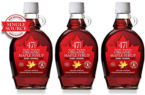 47° North Single Source Canadian Organic Maple Syrup, Grade A 250g (3x 250g, Dark)