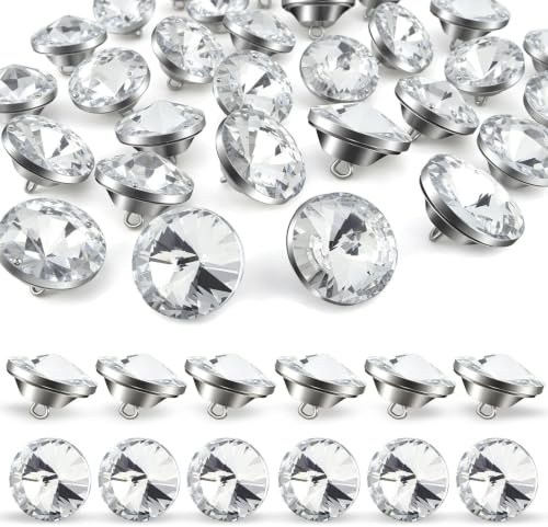 50 PCS Polsterknöpfe Mit Metallschlaufenknöpfen, Strass Kristall Diamant Knöpfe Zum Nähen Tuftingknöpfe Zum Nähen, Kleidung, Sofa Polster, Scrapbooking, Stricken 20MM