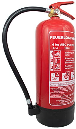 6kg Pulverlöscher, Feuerlöscher, Autolöscher, ABC Pulver, Pulver Feuerlöscher inkl. Halterung und Prüfschild
