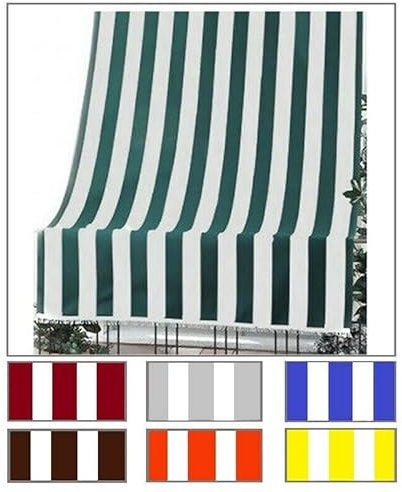 Tenda da Sole con Anelli per Balcone Veranda Tessuto Tempotest (L200xH290 cm, Bianco e Verde)