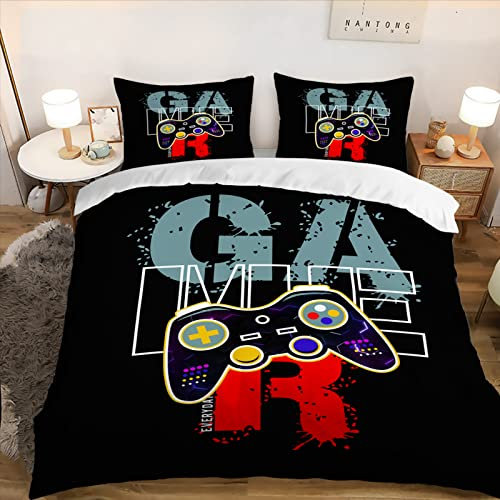 HOTRCR Gamepad Bettbezug-Set Junge Gamer Bettwäsche-Set Teenager Kinder Schlafzimmer Dekor Moderne Gamecontroller-Bettwäsche，bettwäsche 135 * 200cm，DDL85a
