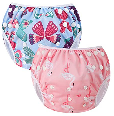 MIXIDON Pannolino da Nuoto Pannolini Nuoto Costume Neonato Pantaloni da Nuoto Costume Piscina Neonata Riutilizzabile Regolabile Lavabile Taglia Unica per Bambini 0-3 Anni Regali per la Doccia