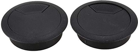 Torribala 2 pièces 50 mm Diameter Desk Wire Cable Passe-câble Noir