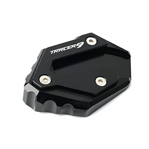 DOLOX CNC Kickstand Fuß Seitenständer Verlängerungspad Stützplatte Für YH Tracer 9 Tracer 9/GT 2021-2022 Motorradzubehör Schuh MotorradstäNder(SCHWARZ)