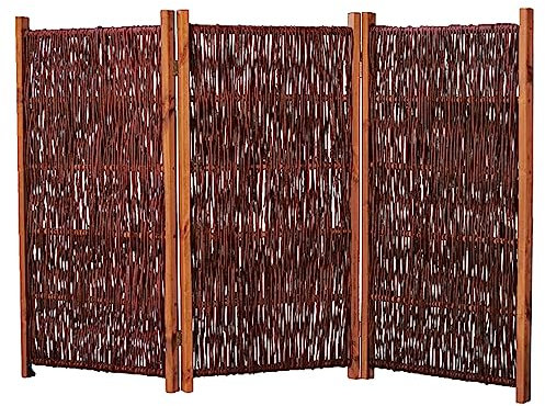 TETZNER&JENTZSCH Sofia Paravent aus Weide 180 x 120 cm (3X 60 x 120 cm) 3-teilig mit Scharnieren