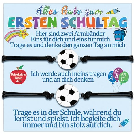 Schulkind 2024 Einschulung Armband Geschenk Junge Geschenke zum Schulanfang Geschenkideen für Schulanfänger Fußball Armbänder Erster Schultag Einschulungsgeschenk Endlich Schulkind Schuleinführung