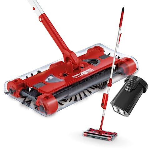 Swivel Sweeper - Spazzola a batteria + batteria aggiuntiva, facile assorbimento delle briciole, senza sacchetto e ricaricabile, spazzola per pavimenti con giunto snodabile e rotazione a 360°, massima