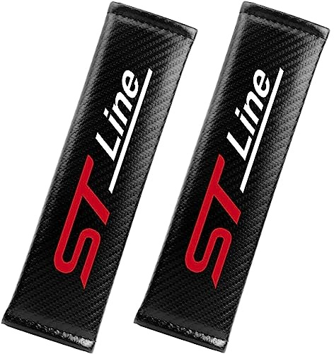 Symilov 2 Pièces Coussinets de Ceinture de SéCurité en Fibre de Carbone de Voiture pour Fo-RD St Focus 2 3 Fiesta, Rembourrage de Sangle de sécurité, Accessoires de Intérieur Automati,Black