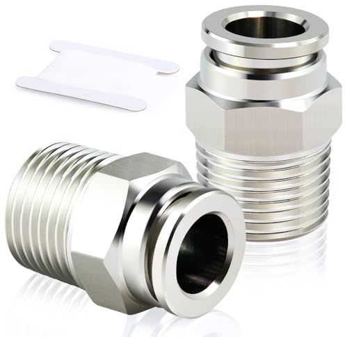 ERGAOBOY 2 Piezas 6mm Tubo OD x 1/4 BSP Rosca Macho Recto Acero Inoxidable 304 Racores de Empuje para Conectar Racores de Empuje Neumático